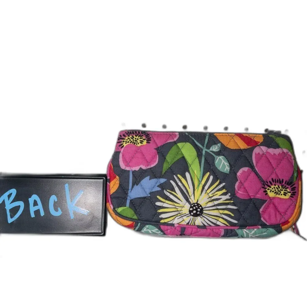VERA BRADLEY - Colorful Peony Wristlet Wallet with a bright  Orange Interior - Picture 2 of 11